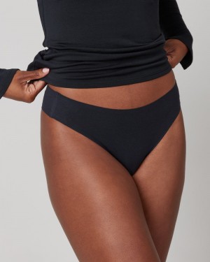 Spanx Ahhh-llelujah® Pima Cotton ‘Fit to You’ Women's Thong Black | 58TKACZDG