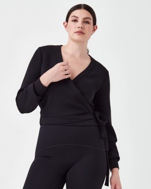 Spanx AirEssentials Ballet Wrap Women's Tops Black | 82PBANSMC