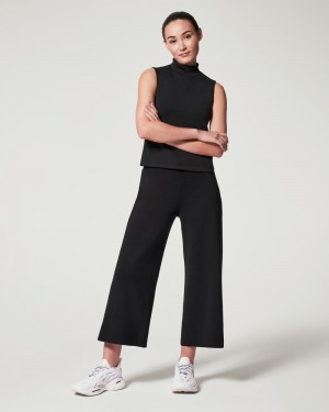 Spanx AirEssentials Cropped Wide Leg Women's Pants Black | 40THYLAGI