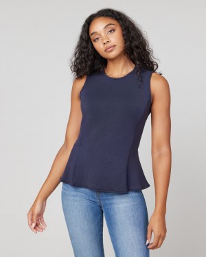 Spanx AirEssentials Peplum ‘At-the-Hip’ Women's Tops Navy | 08ZVNSTMP