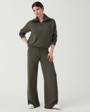 Spanx AirEssentials Wide Leg Women's Pants Olive | 48PUOIJXW