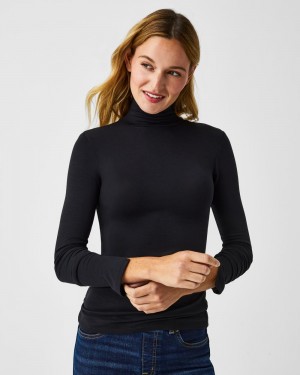 Spanx Better Base Long Sleeve Turtleneck Women's Tops Black | 64LAGSIOT