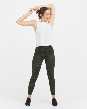 Spanx Booty Boost® Active Camo 7/8 Women's Leggings Green Camo | 54BLENIFU