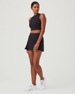 Spanx Contour Rib Front Slit Skort, 14" Women's Skorts Black | 19XCGFDZQ