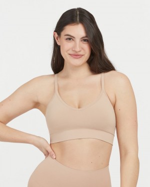 Spanx EcoCare Seamless Shaping Longline Women's Bralette Beige | 06RNVCOSI