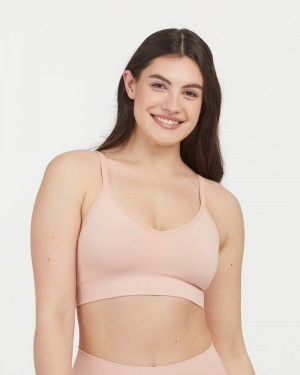 Spanx EcoCare Seamless Shaping Longline Women's Bralette Rose | 35XYNWMGZ