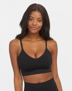 Spanx EcoCare Seamless Shaping Longline Women's Bralette Black | 80EMBUWGI