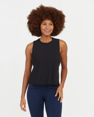 Spanx Go Lightly At-The-Hip Women's Tank Top Black | 72GAFQYLE