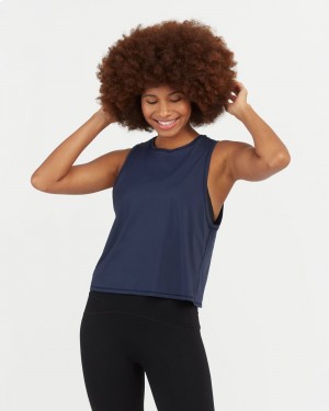 Spanx Go Lightly At-The-Hip Women's Tank Top Navy | 35CHLDNQT