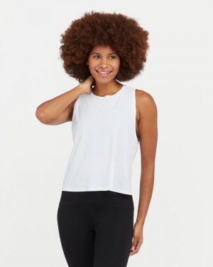 Spanx Go Lightly At-The-Hip Women's Tank Top White | 34DBXYSOU