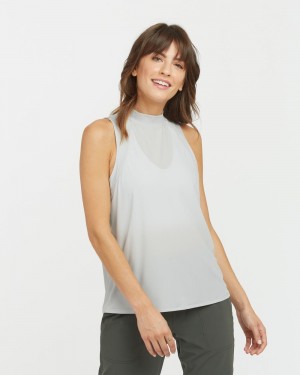 Spanx Go Lightly Ribbed Mock Neck Women's Tank Top Grey | 98ILPRTZS