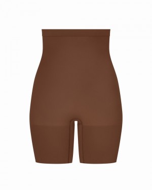 Spanx Higher Power Women's Shorts Brown | 09LMYFADK