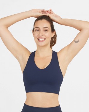 Spanx Longline Medium Impact Women's Sports Bras Navy | 31ATVUKYS