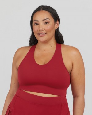 Spanx Longline Medium Impact Women's Sports Bras Red | 14MTKZJNF