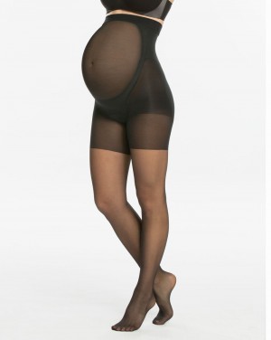 Spanx Mama Mid-Thigh Shaping Sheers Women's Pantyhose Black | 75CSDQYBA