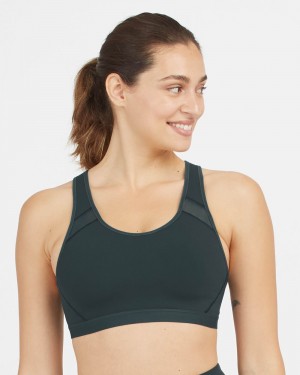 Spanx Medium Impact Women's Sports Bras Dark Turquoise | 74EAYBXQK