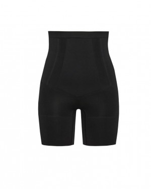 Spanx OnCore High-Waisted Mid-Thigh Women's Shorts Black | 94CEKLHOZ