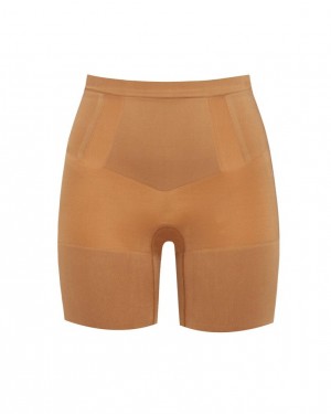 Spanx OnCore Mid-Thigh Women's Shorts Beige | 30IDGONXF