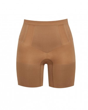 Spanx OnCore Mid-Thigh Women's Shorts Cafe Au Lait | 15ISYWDMJ