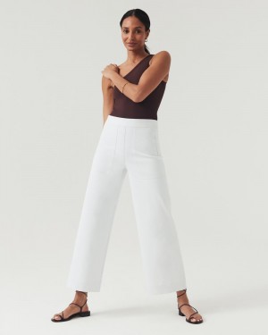 Spanx On-the-Go Wide Leg Pant with Ultimate Opacity Technology Women's Pants White | 98WNQGPIU