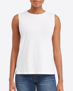 Spanx Pima Cotton Muscle Women's T-Shirts White | 68IYLWCMZ