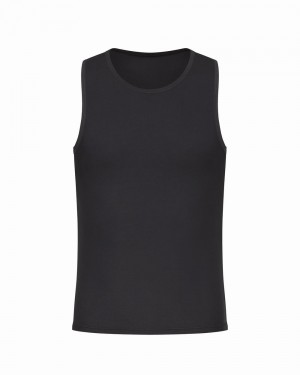 Spanx Sculpt Cotton Men's Tank Top Black | 46SKBQIGP