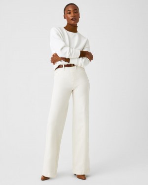 Spanx Seamed Front Wide Leg Women's Jeans White | 05WEQTGFP