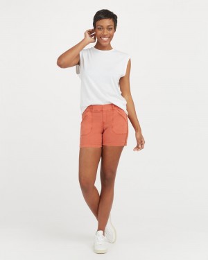 Spanx Stretch Twill, 4" Women's Shorts Orange | 56TVSNOKI