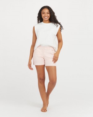 Spanx Stretch Twill, 4" Women's Shorts Pink | 90HNXKFVQ