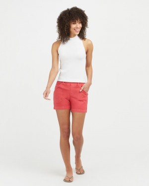 Spanx Stretch Twill, 4" Women's Shorts Red | 23BHSEIYU