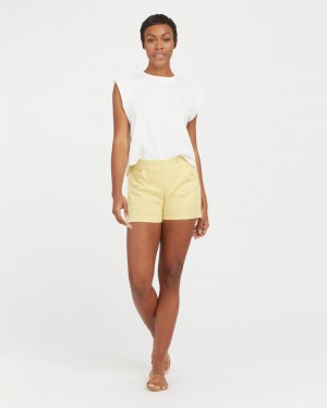 Spanx Stretch Twill, 4" Women's Shorts Yellow | 65TSGLCFN