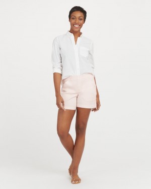 Spanx Stretch Twill, 6" Women's Shorts Pink | 52RNSEJUD