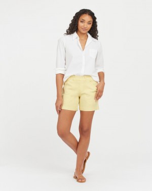 Spanx Stretch Twill, 6" Women's Shorts Yellow | 19QMDYHRP