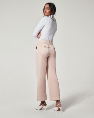 Spanx Stretch Twill Cropped Wide Leg Women's Pants Pink | 26LMXBKWF