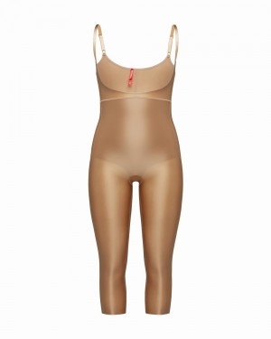 Spanx Suit Your Fancy Open-Bust Women's Catsuit Beige | 37RYEGWQZ