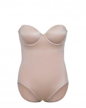 Spanx Suit Your Fancy Strapless Cupped Panty Women's Bodysuits Beige | 20MGBHVZA