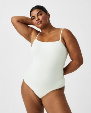 Spanx Suit Yourself Ribbed Cami Women's Bodysuits White | 06NXVDACF