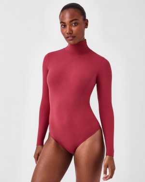 Spanx Suit Yourself Ribbed Long Sleeve Turtleneck Women's Bodysuits Rose | 80LQDRMEW