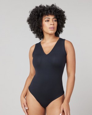 Spanx Suit Yourself V-Neck Tank Women's Bodysuits Black | 10HXGWZDA