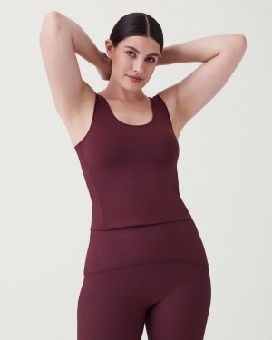 Spanx The Get Moving Fitted Women's Tank Top Burgundy | 16ZJPQDSR