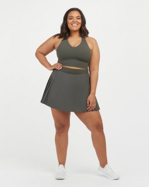 Spanx The Get Moving Pleated, 14" Women's Skorts Olive | 73NTVDJGC