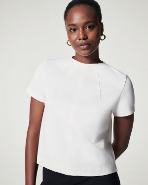 Spanx The Perfect Funnel Neck Women's Tops White | 95KXRBUWJ