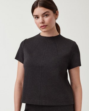 Spanx The Perfect Funnel Neck Women's Tops Grey | 32GNUYSAP