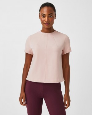 Spanx The Perfect Funnel Neck Women's Tops Pink | 10ESXQBZU