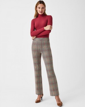 Spanx The Perfect Pant, Kick Flare in Orange Pop Plaid Jacquard Women's Pants Orange | 05IDSRYGA