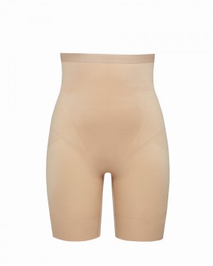 Spanx Thinstincts® 2.0 High-Waisted Mid-Thigh Women's Shorts Beige | 26GFTHXJN