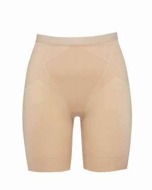 Spanx Thinstincts® 2.0 Mid-Thigh Women's Shorts Beige | 59IDURZPX