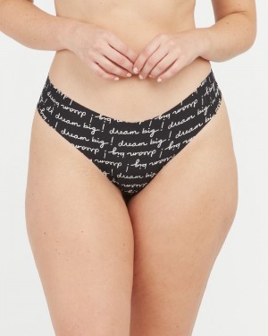 Spanx Under Statements® Women's Thong Black/White | 32JXRHBQD