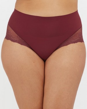 Spanx Undie-tectable® Lace Hi-Hipster Women's Panties Burgundy | 32MYRGAZT