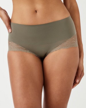 Spanx Undie-tectable® Lace Hi-Hipster Women's Panties Olive | 76LHUNMCJ